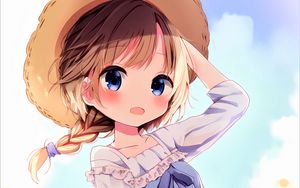 Preview wallpaper girl, hat, dress, summer, anime