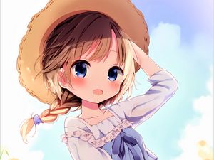 Preview wallpaper girl, hat, dress, summer, anime