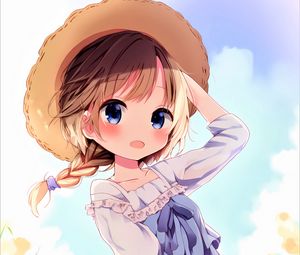 Preview wallpaper girl, hat, dress, summer, anime