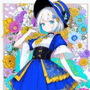 Preview wallpaper girl, hat, dress, pose, flowers, anime