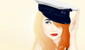 Preview wallpaper girl, hat, facial, features