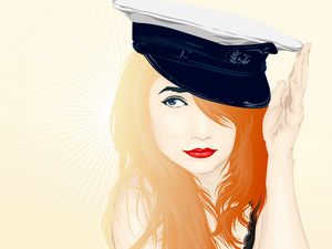 Preview wallpaper girl, hat, facial, features