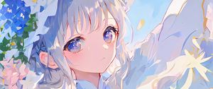 Preview wallpaper girl, hat, flowers, dress, anime