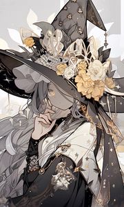 Preview wallpaper girl, hat, flowers, jewelry, anime