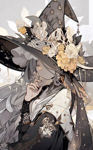 Preview wallpaper girl, hat, flowers, jewelry, anime