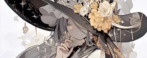 Preview wallpaper girl, hat, flowers, jewelry, anime