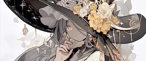 Preview wallpaper girl, hat, flowers, jewelry, anime