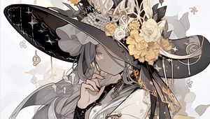 Preview wallpaper girl, hat, flowers, jewelry, anime