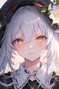 Preview wallpaper girl, hat, flowers, anime