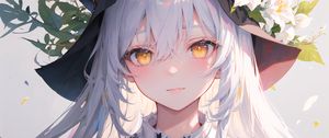 Preview wallpaper girl, hat, flowers, anime