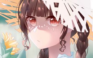 Preview wallpaper girl, hat, glance, summer, anime