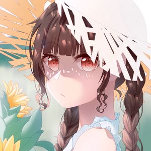 Preview wallpaper girl, hat, glance, summer, anime