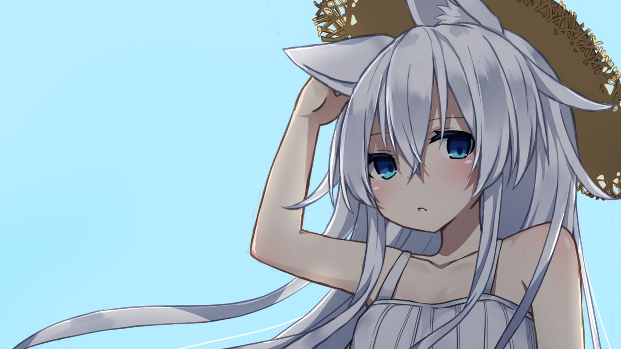 Wallpaper girl, hat, glance, anime, art