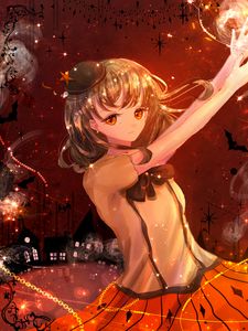 Preview wallpaper girl, hat, glance, anime