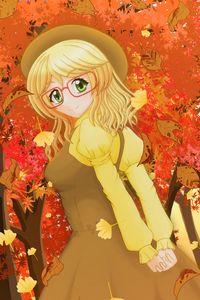 Preview wallpaper girl, hat, glasses, autumn, anime