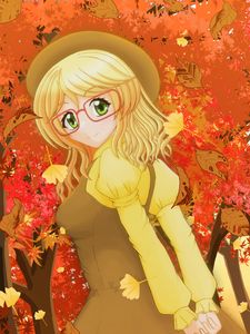 Preview wallpaper girl, hat, glasses, autumn, anime