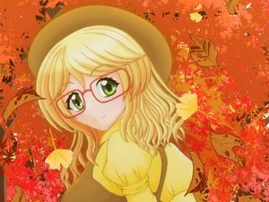 Preview wallpaper girl, hat, glasses, autumn, anime