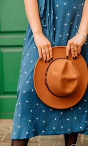 Preview wallpaper girl, hat, hands, style