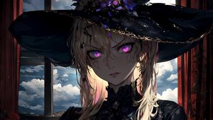Preview wallpaper girl, hat, jewelry, anime, art, dark