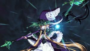 Preview wallpaper girl, hat, magician, staff, anime, art