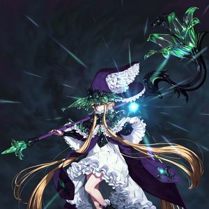 Preview wallpaper girl, hat, magician, staff, anime, art