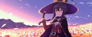 Preview wallpaper girl, hat, magician, flowers, anime