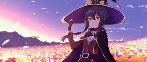 Preview wallpaper girl, hat, magician, flowers, anime