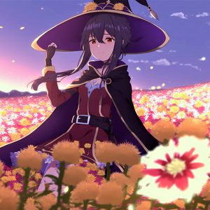 Preview wallpaper girl, hat, magician, flowers, anime