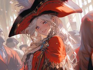 Preview wallpaper girl, hat, masquerade, anime