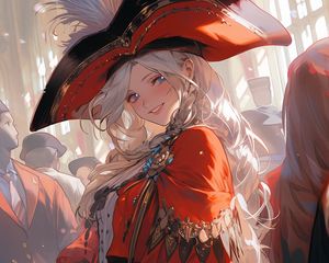 Preview wallpaper girl, hat, masquerade, anime