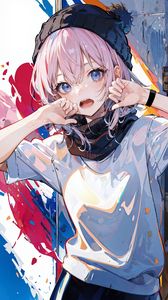 Preview wallpaper girl, hat, paint, art, anime