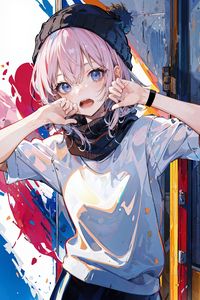 Preview wallpaper girl, hat, paint, art, anime
