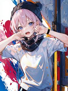 Preview wallpaper girl, hat, paint, art, anime