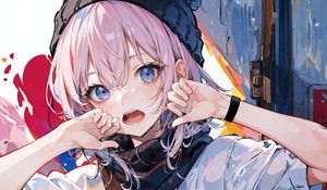 Preview wallpaper girl, hat, paint, art, anime
