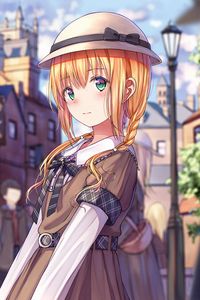 Preview wallpaper girl, hat, pigtails, dress, anime