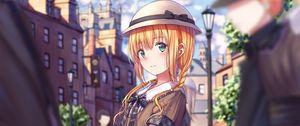 Preview wallpaper girl, hat, pigtails, dress, anime