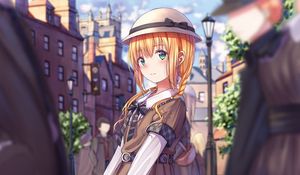 Preview wallpaper girl, hat, pigtails, dress, anime