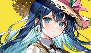 Preview wallpaper girl, hat, portrait, dress, anime