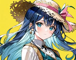 Preview wallpaper girl, hat, portrait, dress, anime