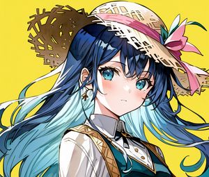 Preview wallpaper girl, hat, portrait, dress, anime