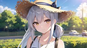 Preview wallpaper girl, hat, smile, anime