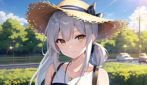 Preview wallpaper girl, hat, smile, anime