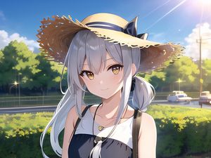 Preview wallpaper girl, hat, smile, anime