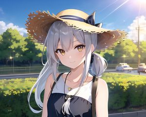 Preview wallpaper girl, hat, smile, anime