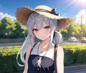 Preview wallpaper girl, hat, smile, anime