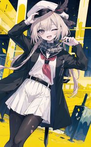 Preview wallpaper girl, hat, smile, pose, art, anime
