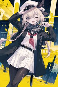 Preview wallpaper girl, hat, smile, pose, art, anime