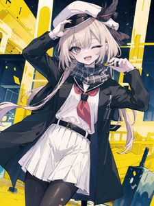 Preview wallpaper girl, hat, smile, pose, art, anime