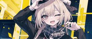 Preview wallpaper girl, hat, smile, pose, art, anime