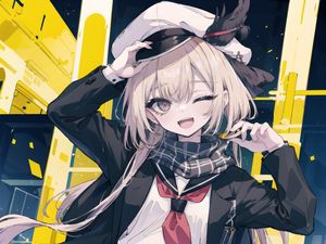 Preview wallpaper girl, hat, smile, pose, art, anime